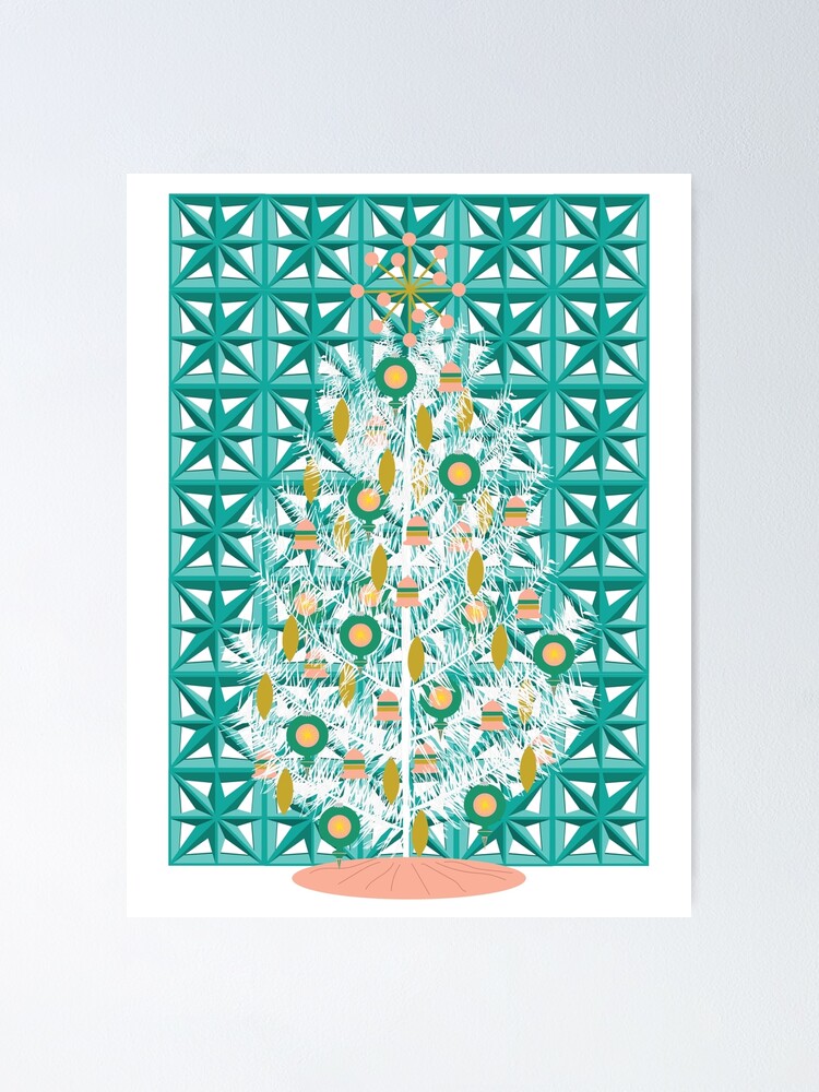 "Mid Mod Christmas Tree and Breeze Blocks" Poster by jenbucheli Redbubble