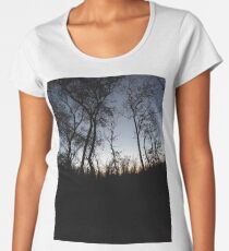 #tree #sunset #sky #trees #landscape #silhouette #winter #nature #sun #forest #sunrise #dusk #blue #morning #field #lake #fog #clouds #cloud #cold #night #evening #orange #mist #dark Women's Premium T-Shirt