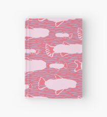 Silhouette Shoal of Fish, Seamless Seaweed Animal Vector Pattern Background, Hardcover Journal