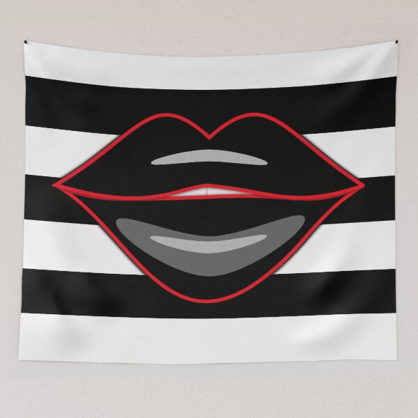 Item preview, Black Red White striped Lips designed and sold by Bthismoment.