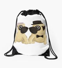 Wedding Pugs Drawstring Bag