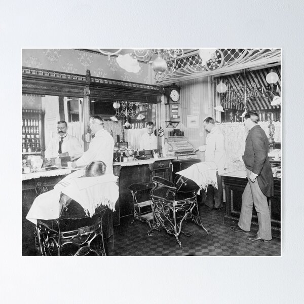Item preview, New York City Barber Shop, 1895. Vintage Photo designed and sold by historyphoto.