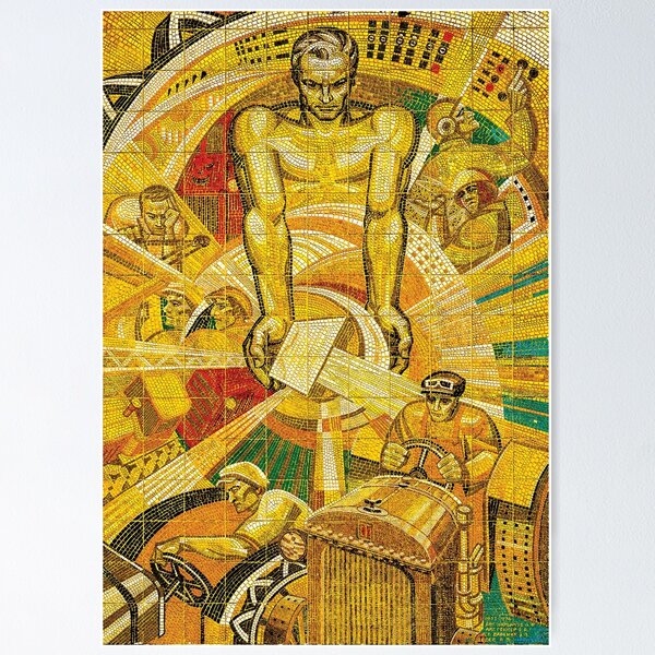 Item preview, Factory Worker - Volgograd Tractor Factory Mosaic designed and sold by Domain of the Public.