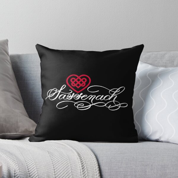 Sassenach with Celtic Heart on Black Throw Pillow