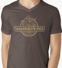 Manderly's Pies (in tan) Men's V-Neck T-Shirt