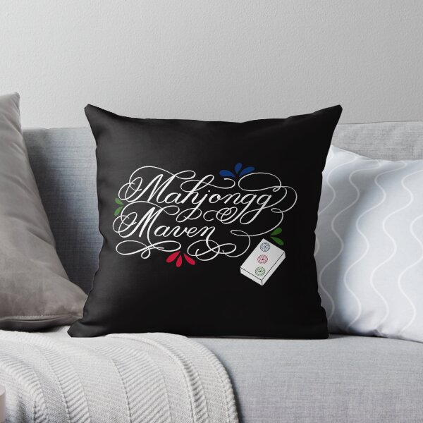 Mahjongg Mahjong Maven Design in Dark Background Throw Pillow