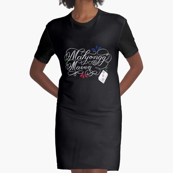 Mahjongg Mahjong Maven Design in Dark Background Graphic T-Shirt Dress