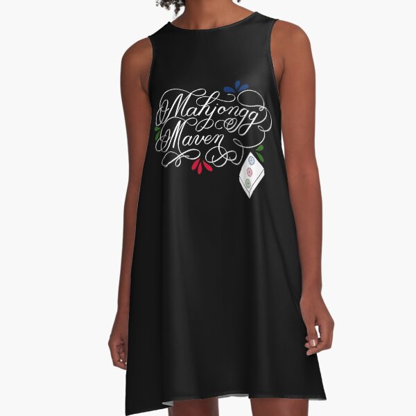Mahjongg Mahjong Maven Design in Dark Background A-Line Dress