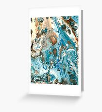 Acrylic Pour Teal and Coral Greeting Card