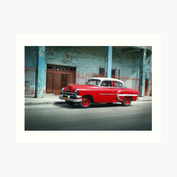 1953 Chevrolet Bel-Air Sedan 4D Red, Cuba Art Print