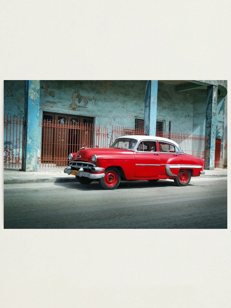 Alternate view of 1953 Chevrolet Bel-Air Sedan 4D Red, Cuba Photographic Print