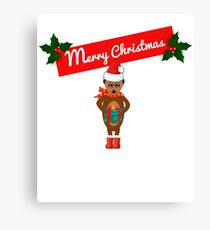 Meerkat Christmas with gift Canvas Print