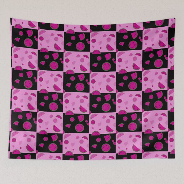 Item preview, Watermelon pattern on squares in pink and black designed and sold by M-Lorentsson.