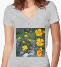 Golden light shining collage Women's Fitted V-Neck T-Shirt