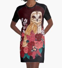 Owl Floral Eclipse Graphic T-Shirt Dress