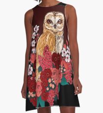 Owl Floral Eclipse A-Line Dress
