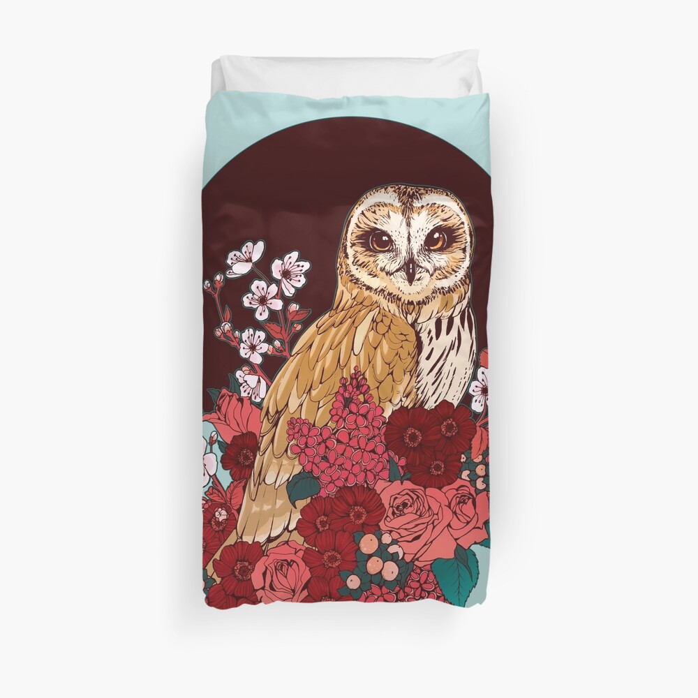 Owl Floral Eclipse Duvet Cover