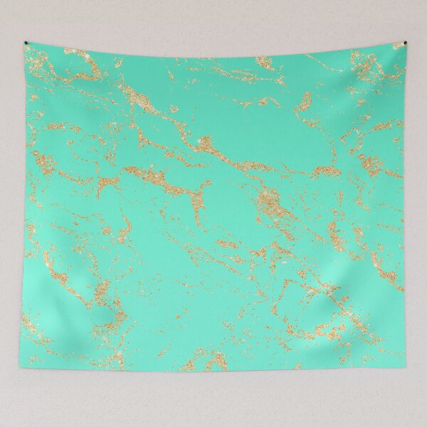 Item preview, Modern gold glitter marble on mint green ombre by Girly Trend designed and sold by GirlyTrend.