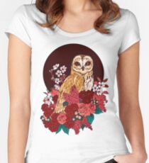 Eule Blumen Eclipse Tailliertes Rundhals-Shirt