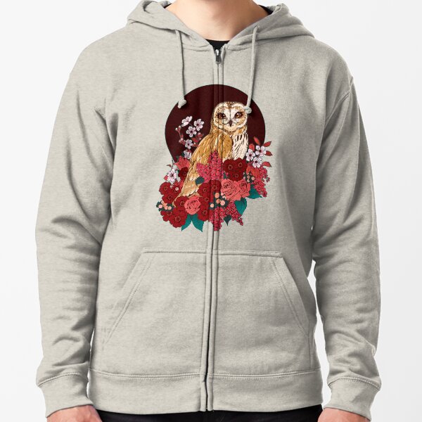 Owl Floral Eclipse Zipped Hoodie