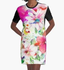 joyful flowers Graphic T-Shirt Dress