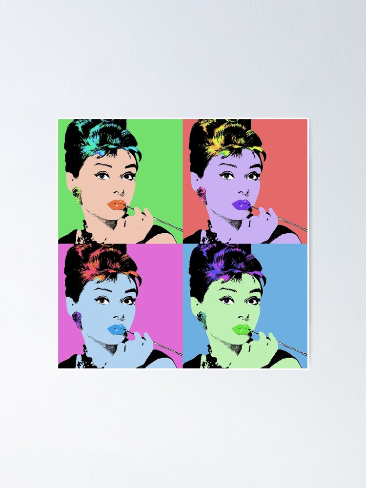 Audrey Hepburn Pop Collage 2 Poster By Sisusisu Redbubble