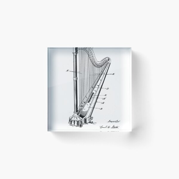 Item preview, Harp Vintage Patent Drawing designed and sold by TheYoungDesigns.