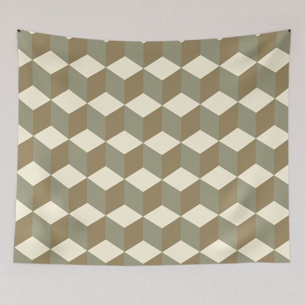 Item preview, Isometric Cube Pattern Brown Grey Geometric Art Cut Out  designed and sold by taiche.