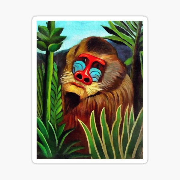 Mandrill in the Jungle - Henri Julien Rousseau Sticker