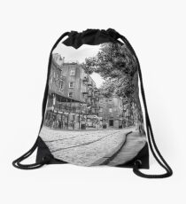 Savannah River Walk in Black and White Drawstring Bag