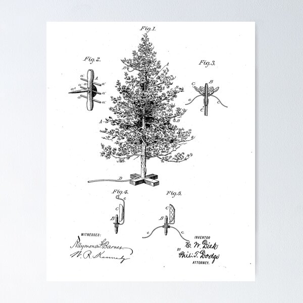 Item preview, Christmas Tree Vintage Patent Drawing designed and sold by TheYoungDesigns.