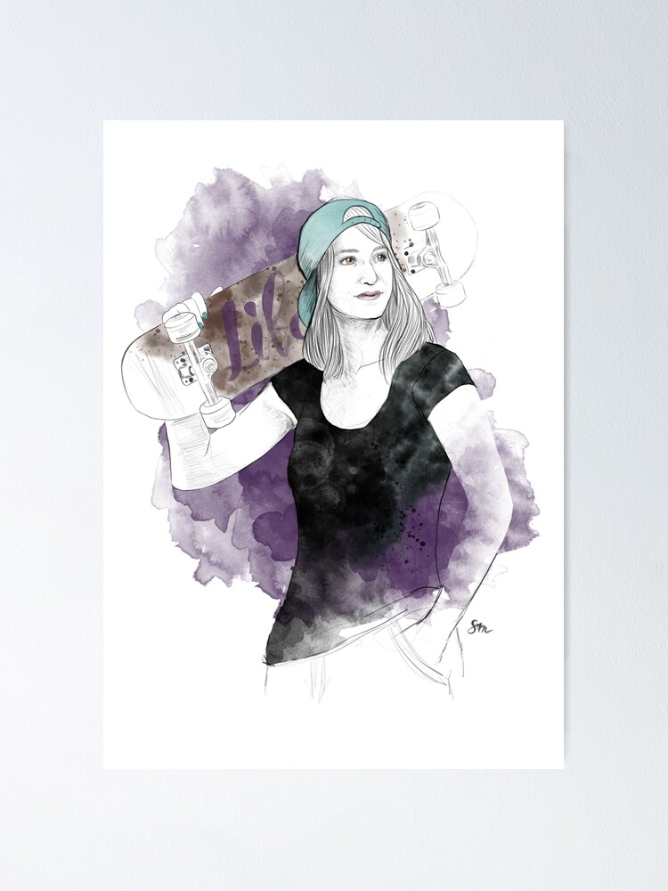 Skater Girl Poster By Sanillustration Redbubble