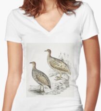 Cute birds illustration Women's Fitted V-Neck T-Shirt