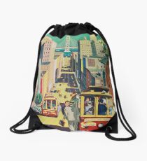 San Francisco Retro Vintage Travel Poster Drawstring Bag