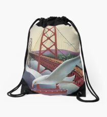 San Francisco California Retro Vintage Travel Poster Drawstring Bag