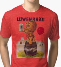 German Oktoberfest party with Lowenbrau Lion Tri-blend T-Shirt