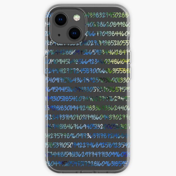Digits of Pi (Green & Blue on Grey Background) iPhone Soft Case