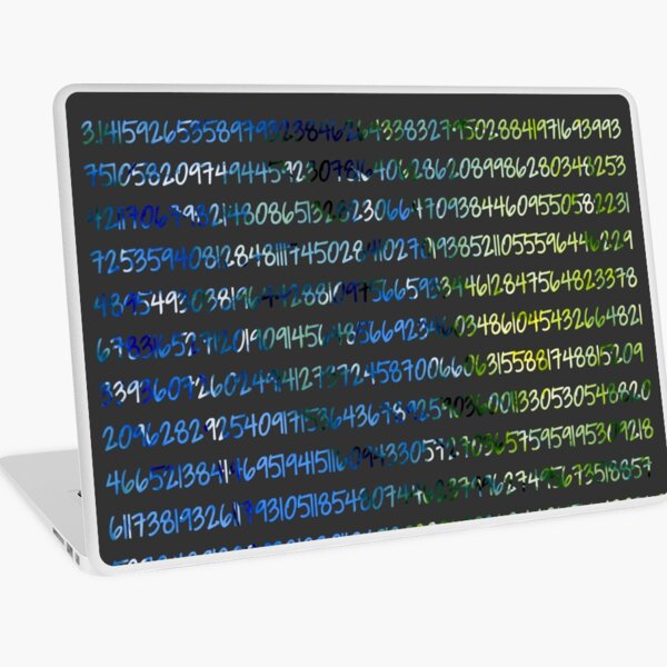 Digits of Pi (Green & Blue on Grey Background) Laptop Skin