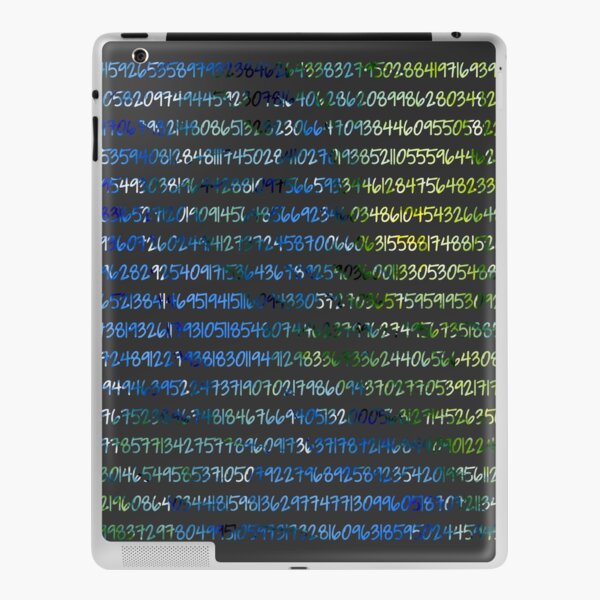 Digits of Pi (Green & Blue on Grey Background) iPad Skin