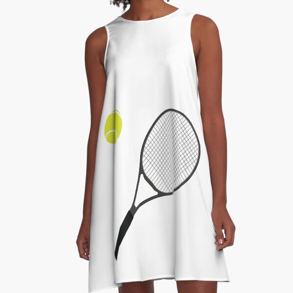 Tennisschläger und Ball 1 A-Linien Kleid