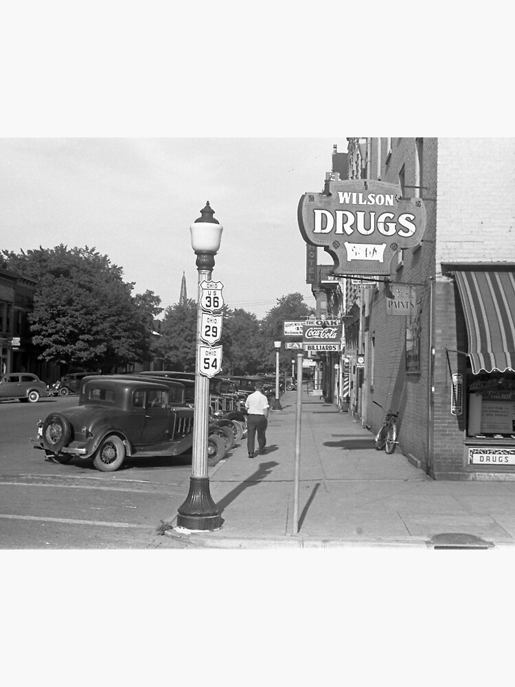 "Street Scene Urbana, Ohio, 1938. Vintage Photo" Sticker for Sale by