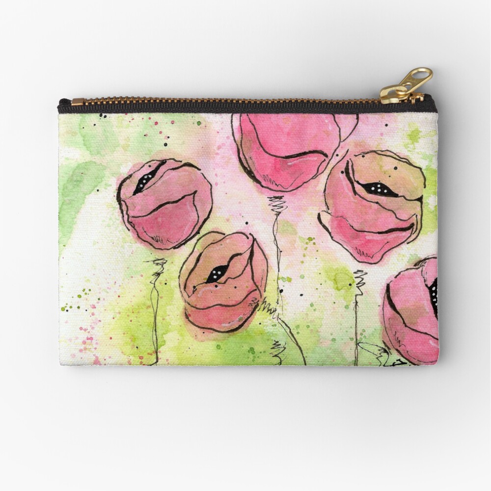 "Rosa und grüne Splotch Blumen" Täschchen von classygirl | Redbubble