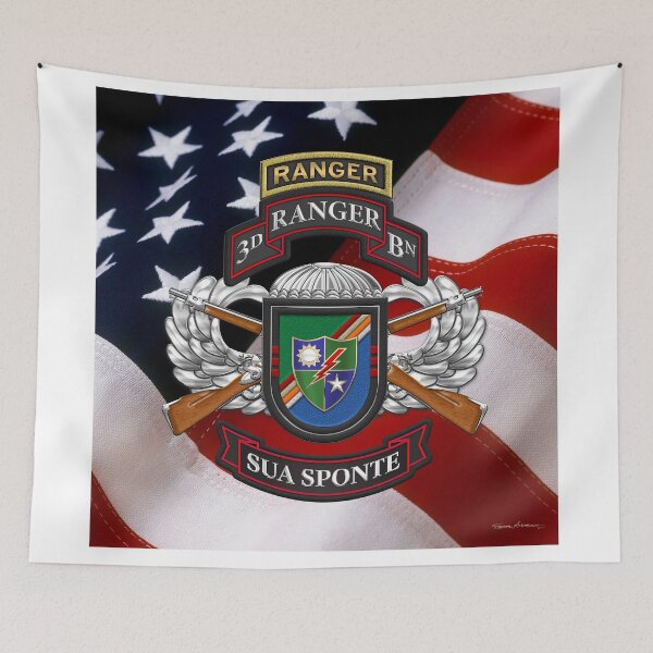 Item preview, 3rd Ranger Battalion - Army Rangers Special Edition over American Flag designed and sold by Serge Averbukh Art Studio.
