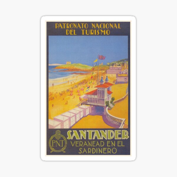 Item preview, Santander Spain Colorful Vintage Travel Poster designed and sold by vintagevivian.