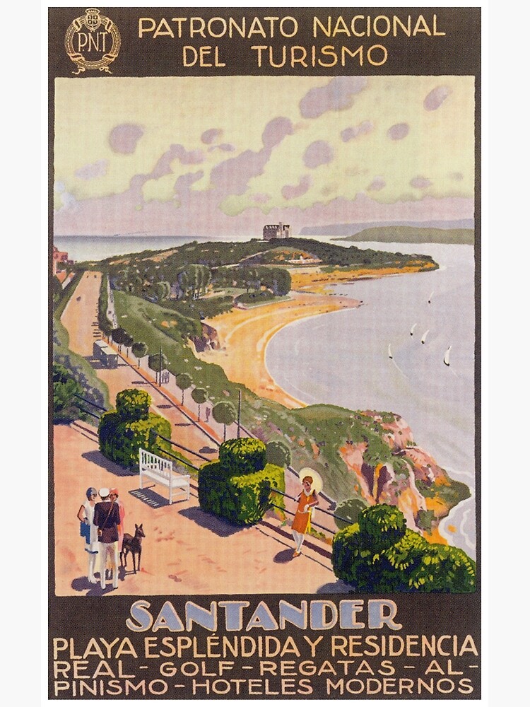 Discover Santander Spain Colorful Vintage Travel Poster Premium Matte Vertical Poster