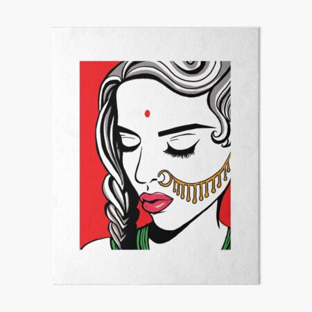 Girl With Bindi Popart Art Board Print