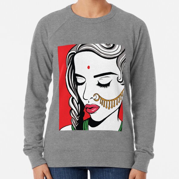 Girl With Bindi Popart Lightweight Sweatshirt