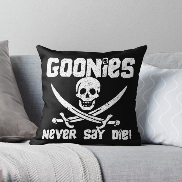 Goonies Never Say Die! Distressed Design For Men, Women, Kids Throw Pillow