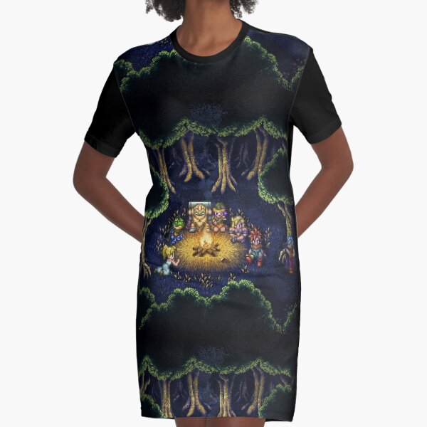 Chrono Camping Pixels Graphic T-Shirt Dress