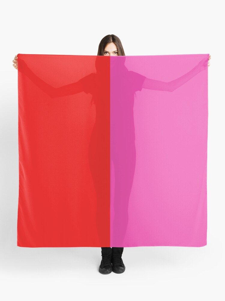 Thumbnail 1 of 3, Scarf, Colour blocking red and pink designed and sold by chihuahuashower.